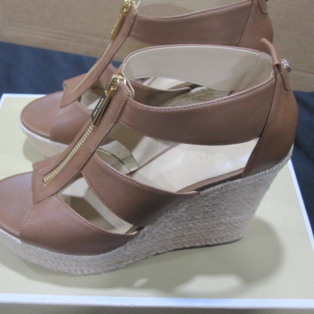 Michael Kors Damita Leather Luggage Wedge Platform - Used Twice - Size 7M - Picture 4 of 9